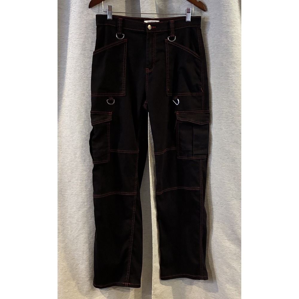 Aphrodite Hot‎ Topic Black Red Stitching Cargo Pants Size 7 Punk Goth
